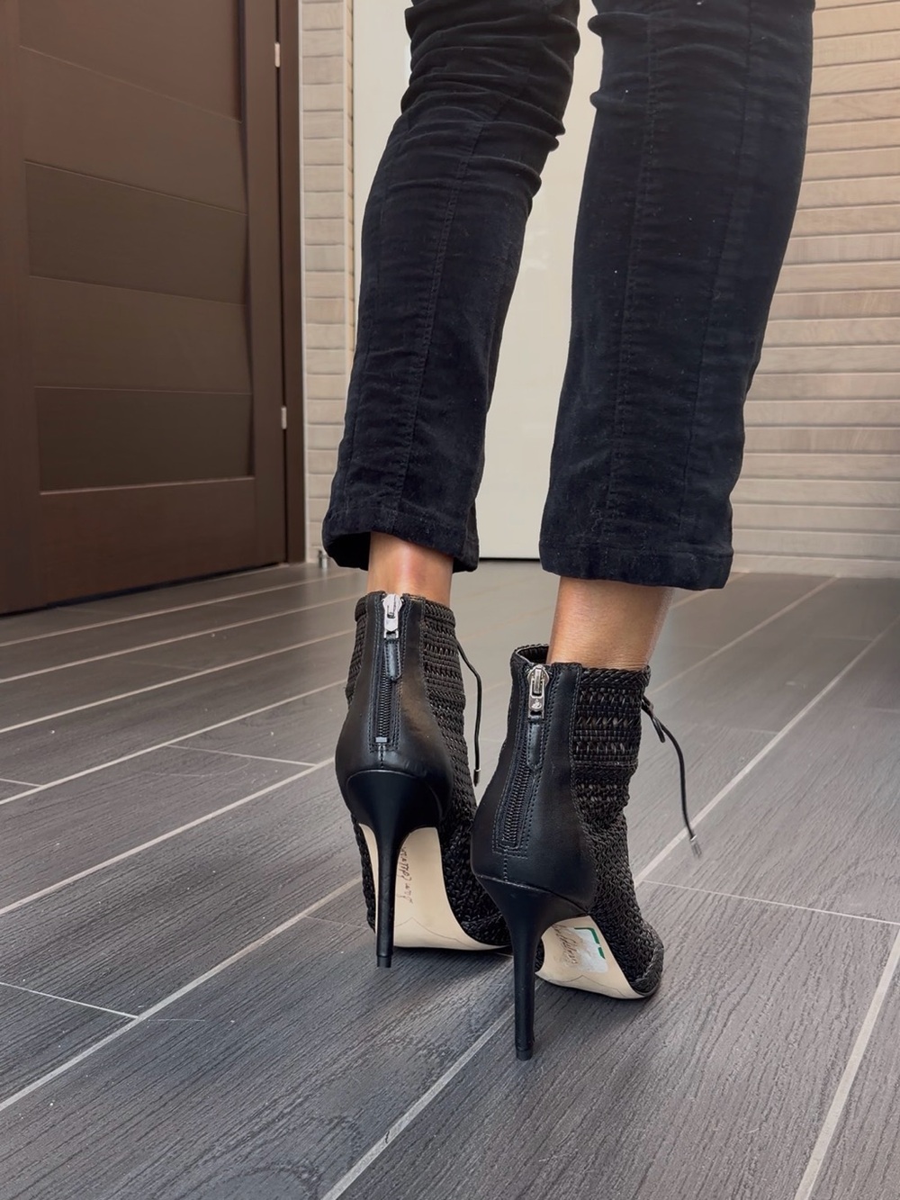 Sam Edelman Black Woven Lace-Up Heels - Picture 4 of 8